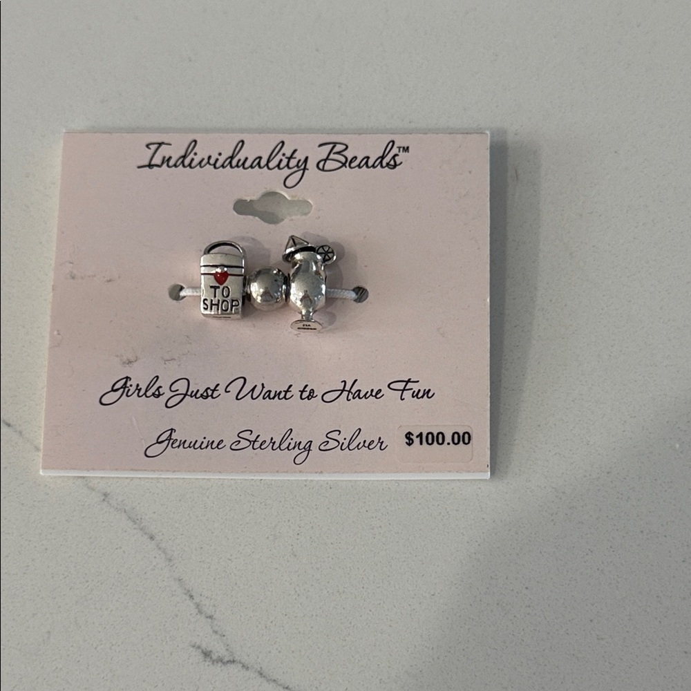 STERLING SILVER CHARM BRACELET INDIVIDUALITY, BEADS SET